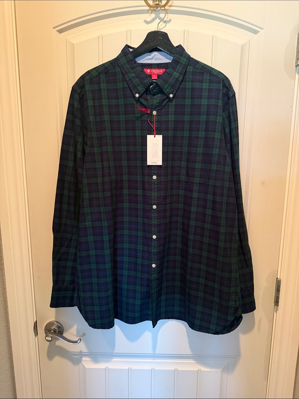 Cremieux Men’s  Green & Navy Plaid Button-Down Shirt
